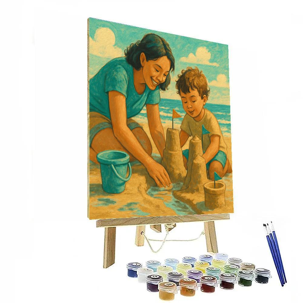 Seaside Sandcastle Teaching Paint by numbers art