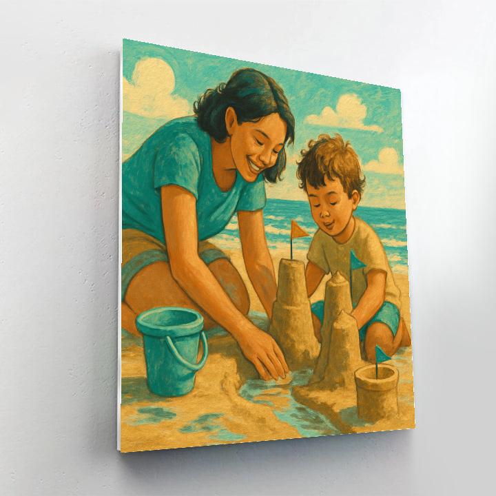 Seaside Sandcastle Teaching Paint by numbers art