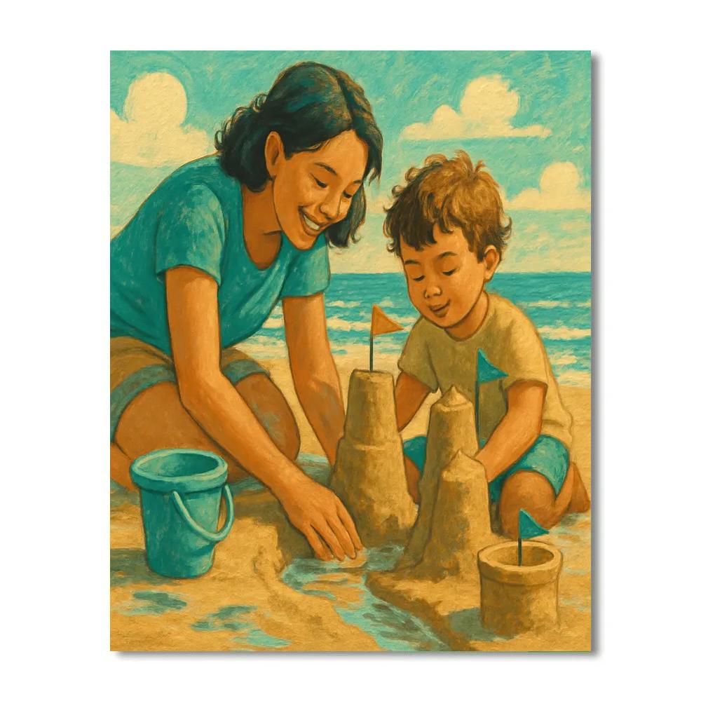 Seaside Sandcastle Teaching Paint by numbers art