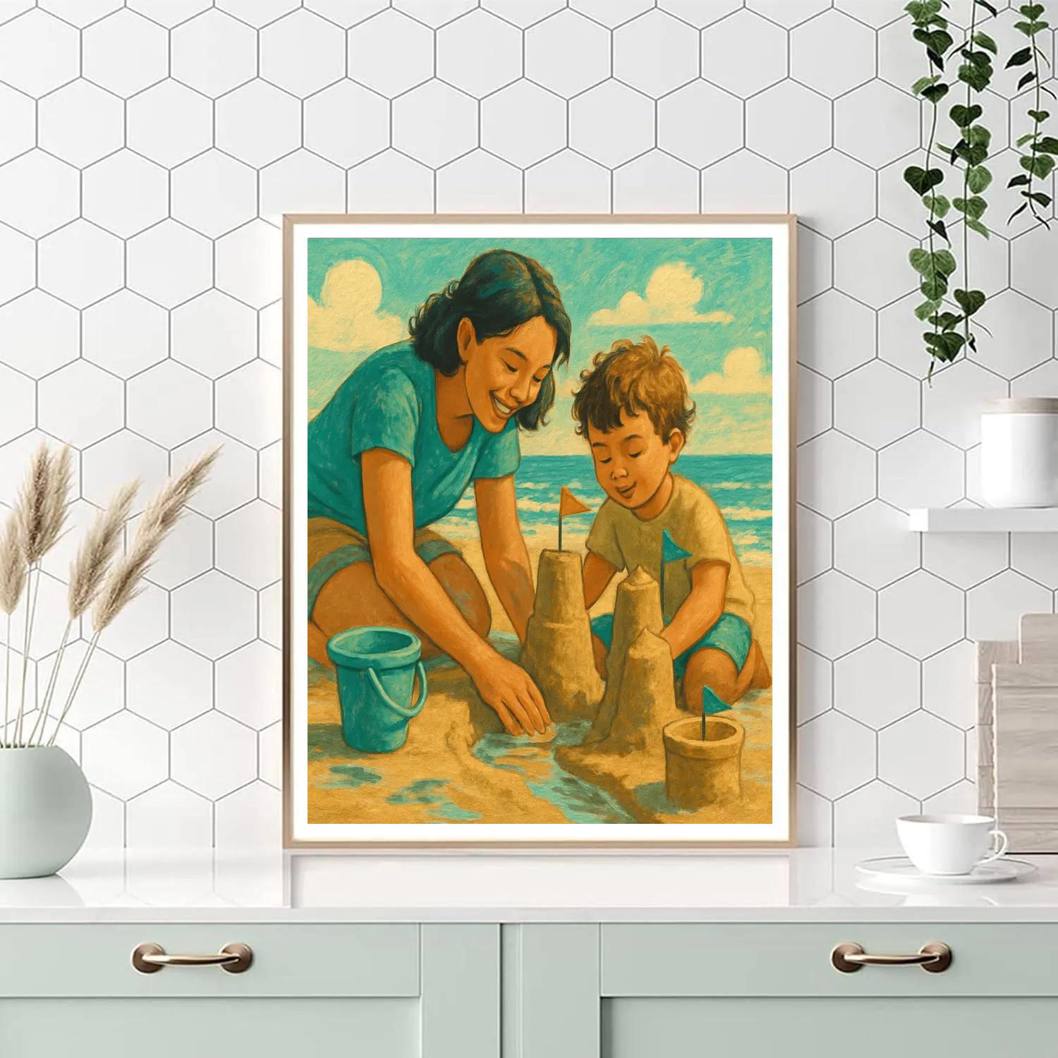 Seaside Sandcastle Teaching Paint by numbers art