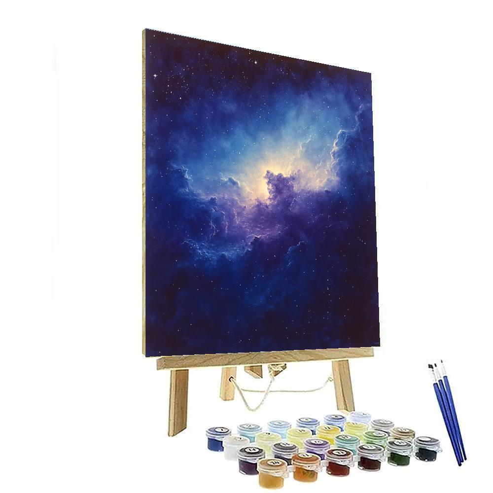 Leonardo Da Vinci Inspired Cosmic Nebula paint by color