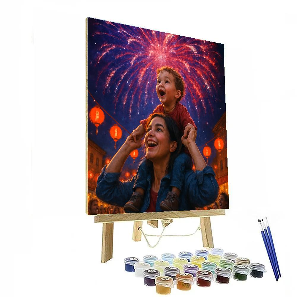 Festival Fireworks Lift Number painting