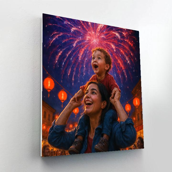 Festival Fireworks Lift Number painting