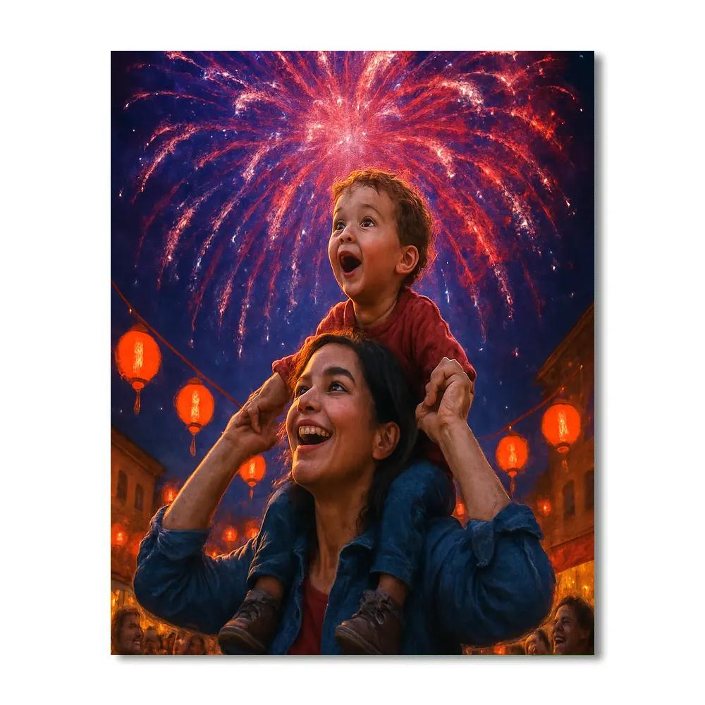 Festival Fireworks Lift Number painting