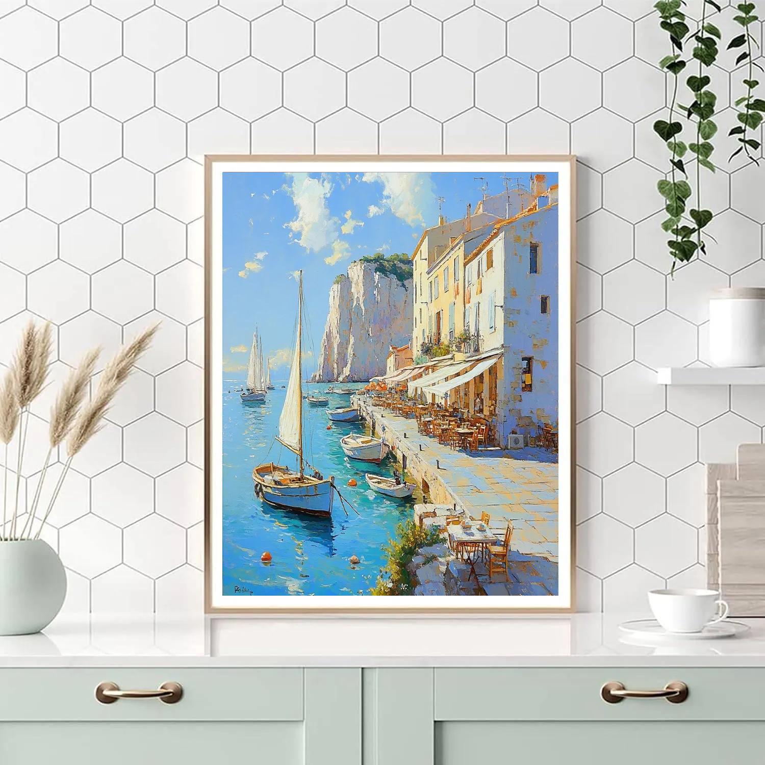 Old Port Harbor View Marseille France paint by numbers