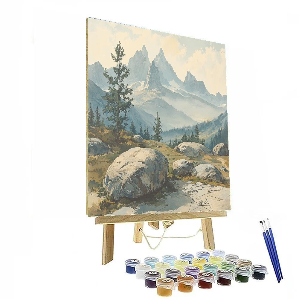 Leonardo Da Vinci Inspired Mountainous Landscape Paint by numbers kits