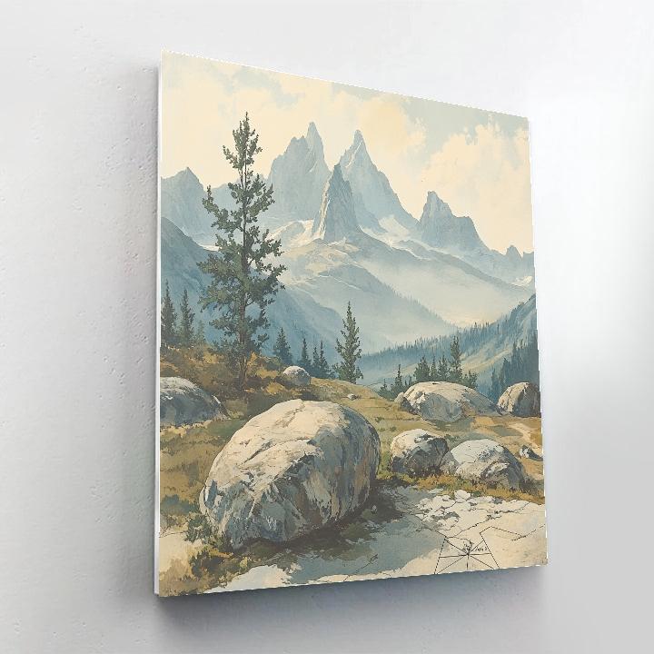 Leonardo Da Vinci Inspired Mountainous Landscape Paint by numbers kits