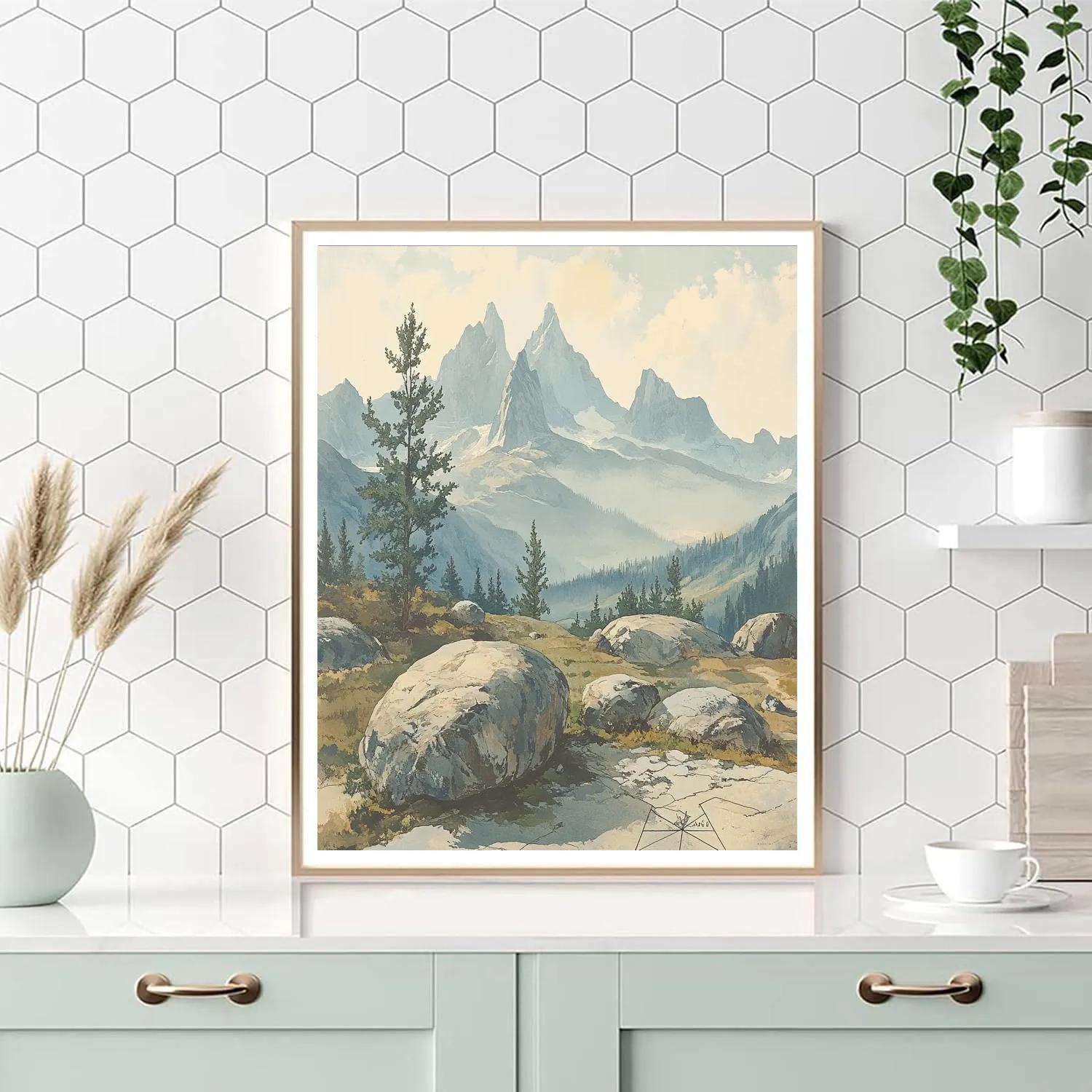 Leonardo Da Vinci Inspired Mountainous Landscape Paint by numbers kits