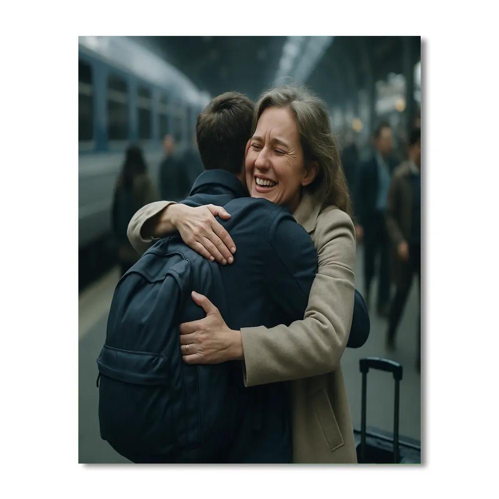 Train Station Reunion Paint by numbers art