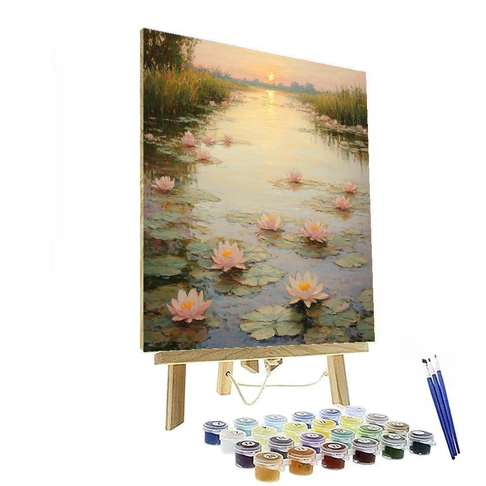 Claude Monet Inspired Water Lilies At Sunrise Painting by numbers kit