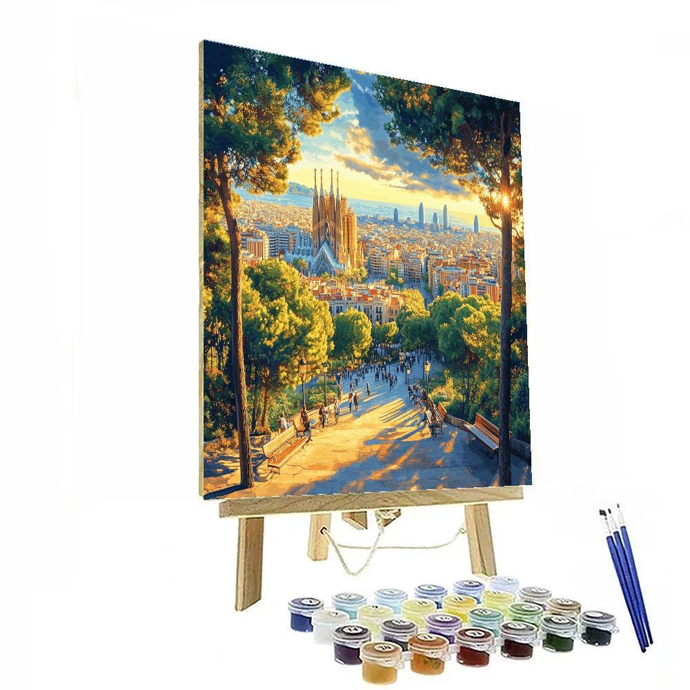 Urban View From Montjuic Hill Park Barcelona Spain Numbered painting kits