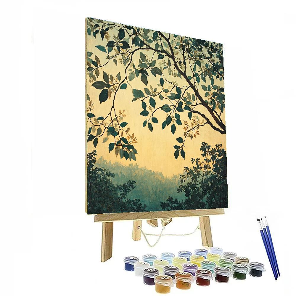 Leonardo Da Vinci Inspired Twilight Forest Canopy DIY paint by numbers