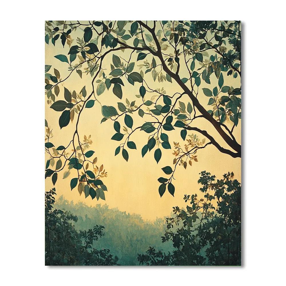 Leonardo Da Vinci Inspired Twilight Forest Canopy DIY paint by numbers