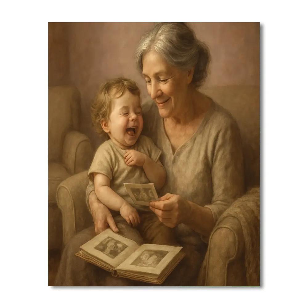 Grandmother And Child Portrait painting number kit