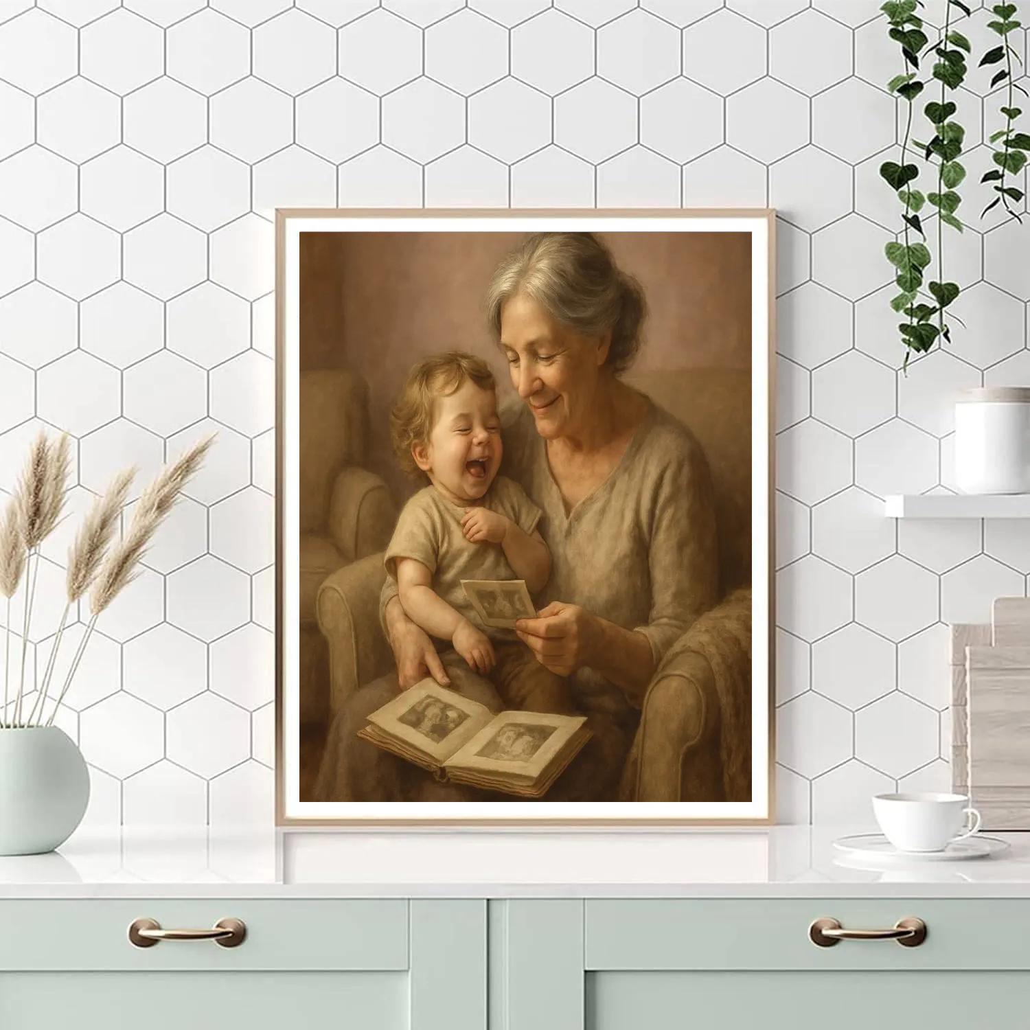 Grandmother And Child Portrait painting number kit