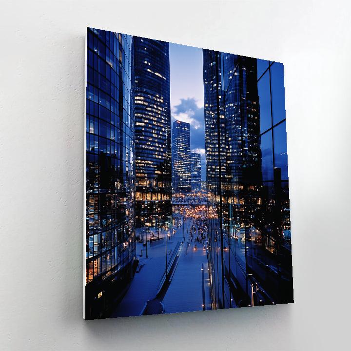 Evening Lights At La Défense Paris France painting number kit