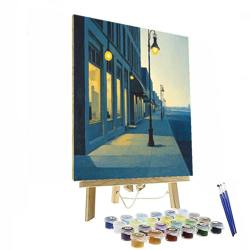 Edward Hopper Inspired Lonely City Street DIY paint by numbers