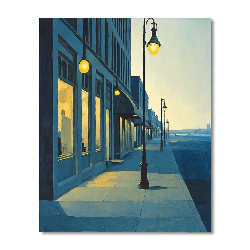 Edward Hopper Inspired Lonely City Street DIY paint by numbers