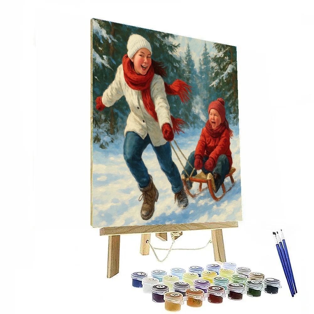 Snow Day Sled Pull Painting by numbers kit