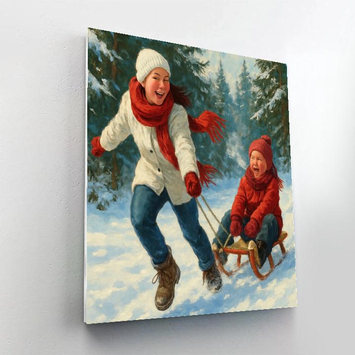 Snow Day Sled Pull Painting by numbers kit