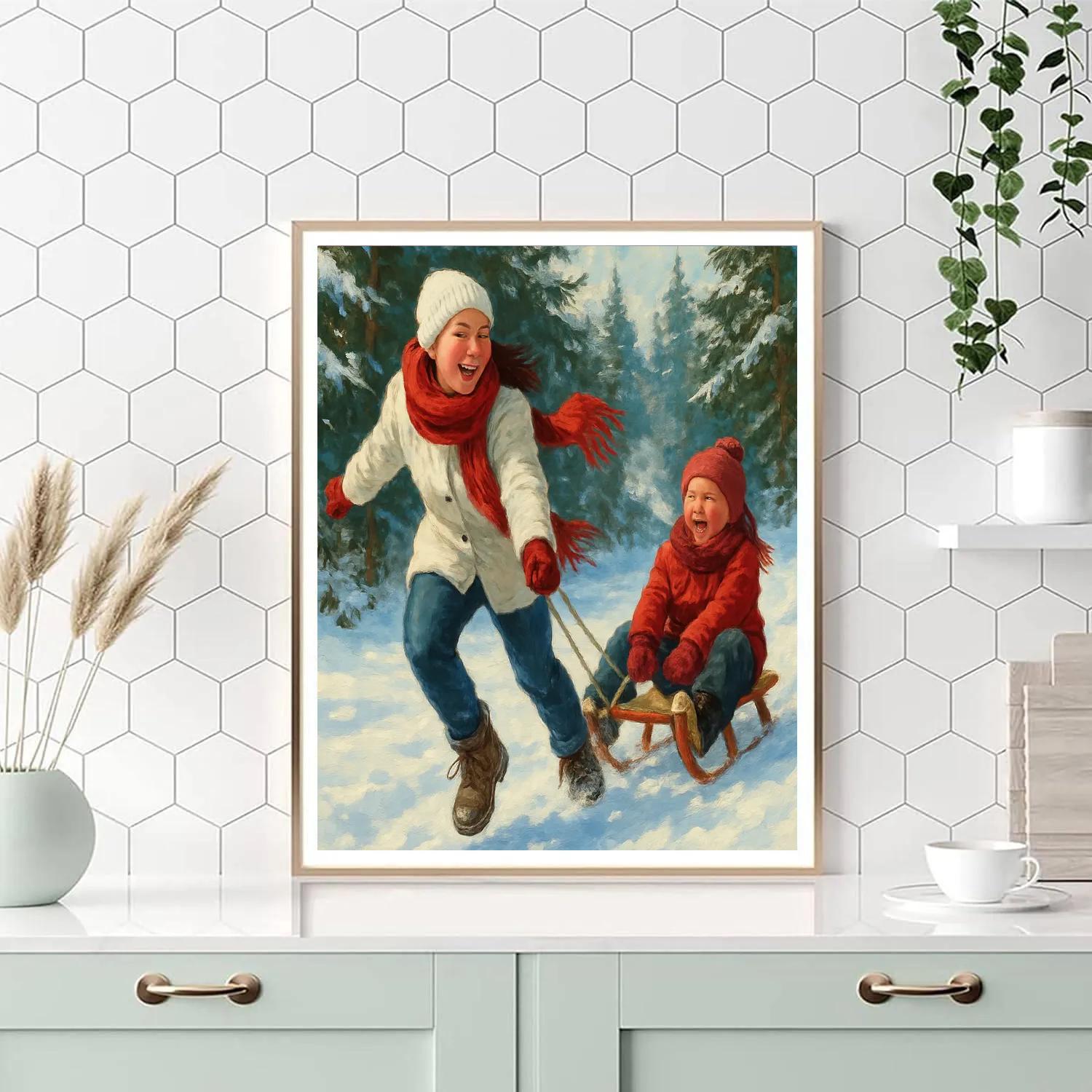Snow Day Sled Pull Painting by numbers kit