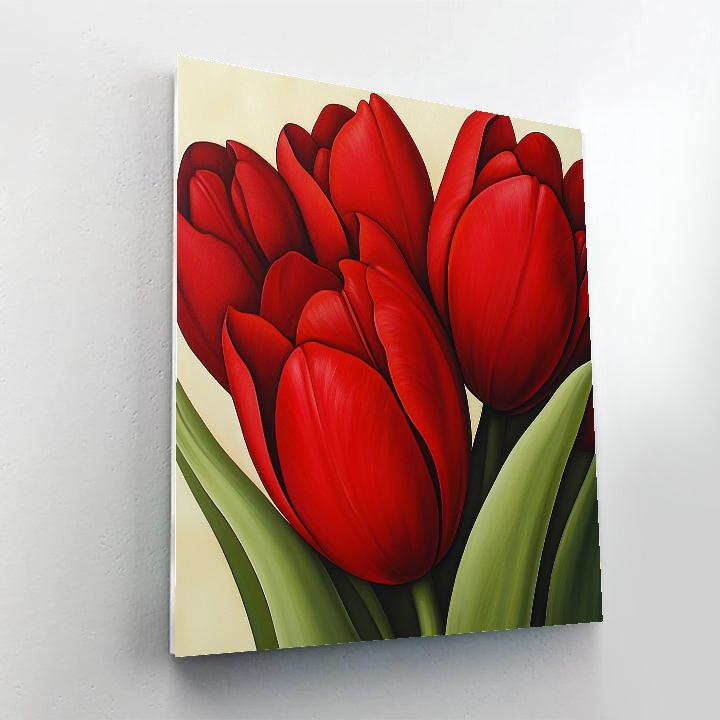 Georgia OKeeffe Inspired Red Tulips Numbered painting kits