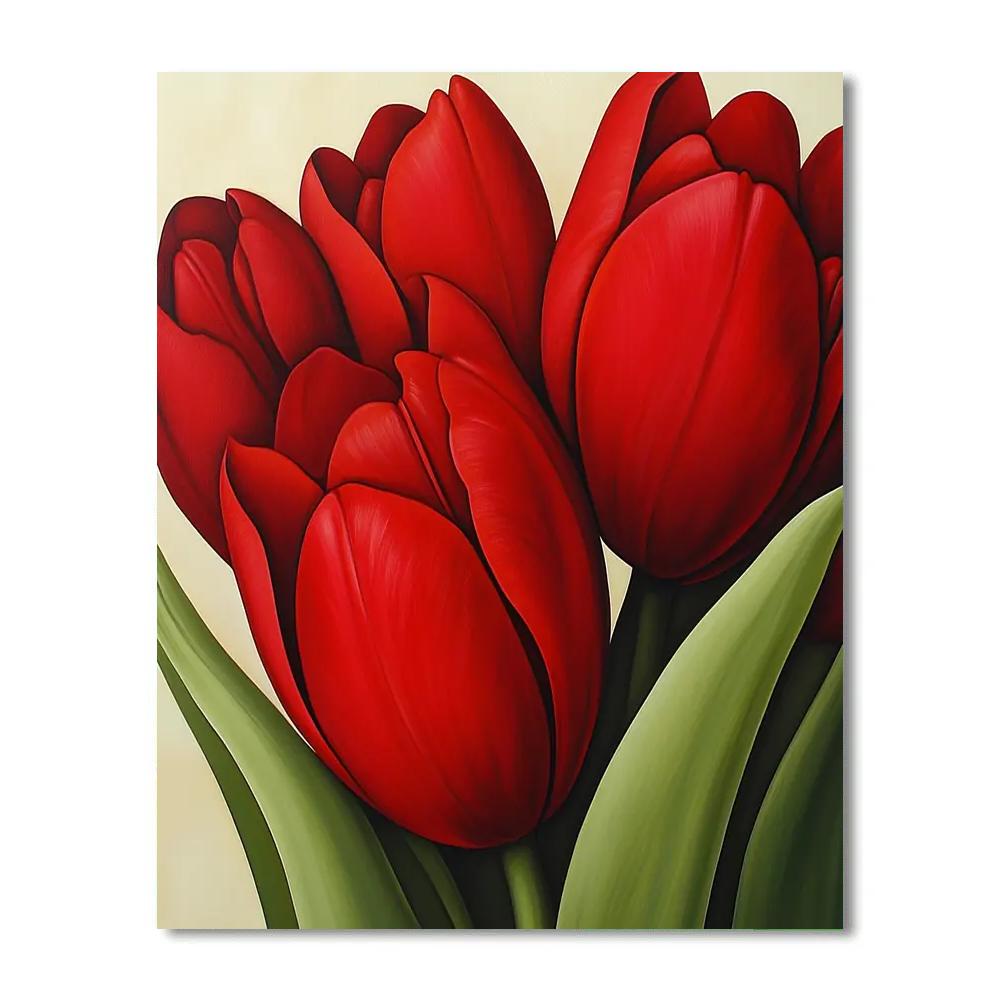 Georgia OKeeffe Inspired Red Tulips Numbered painting kits