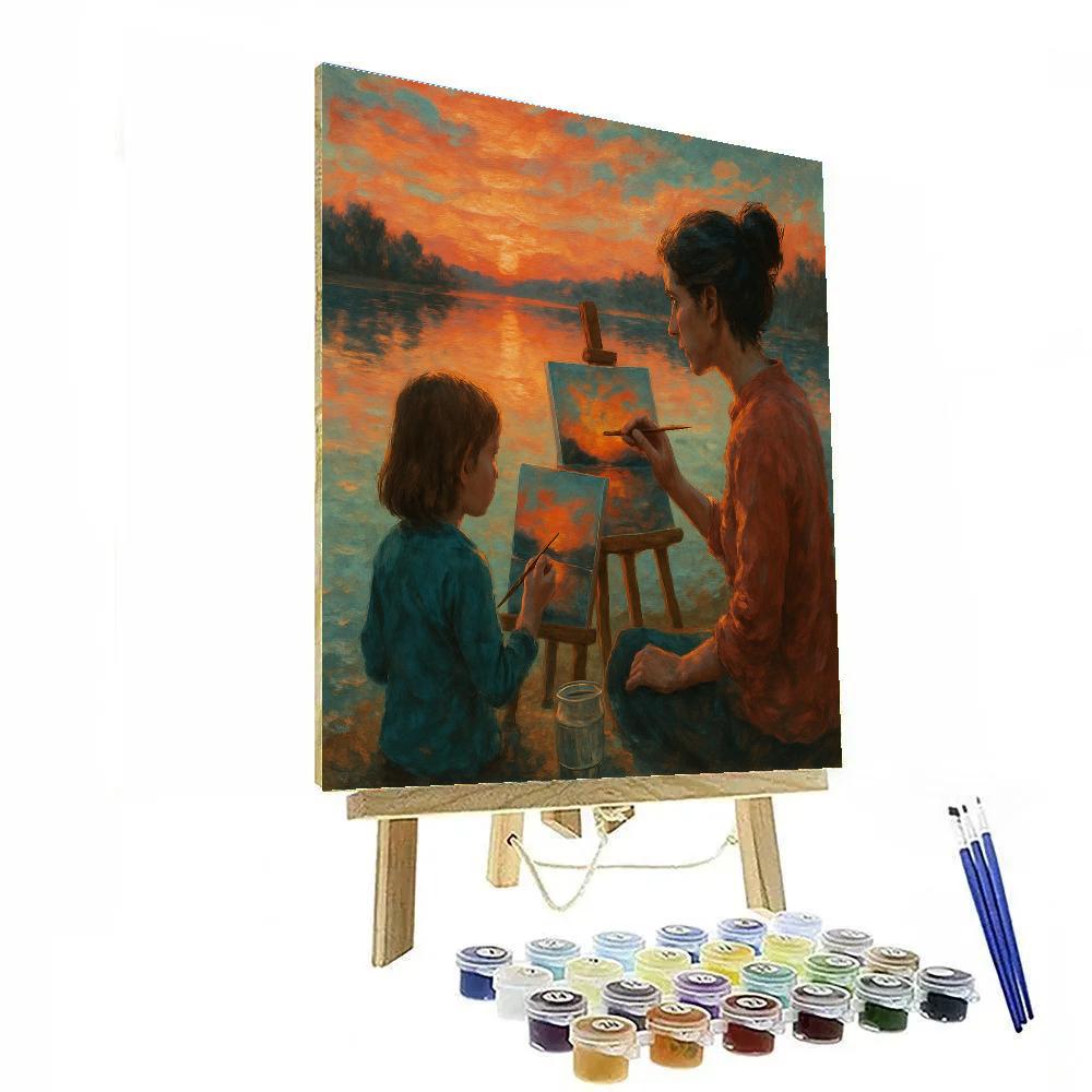 Sunset Lakeside Sketch Paint by numbers kits