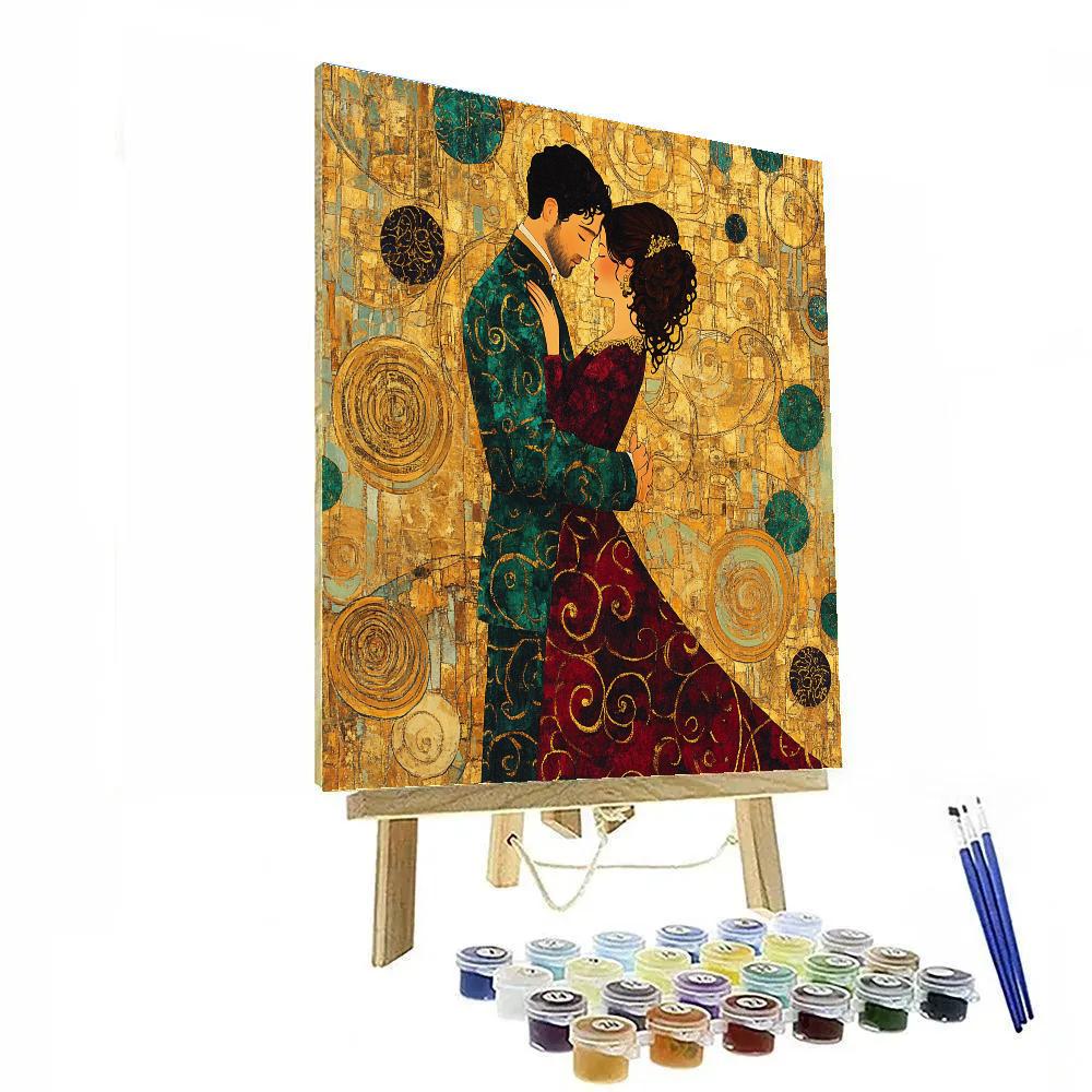 Gustav Klimt Inspired Lovers In Gold DIY paint by numbers