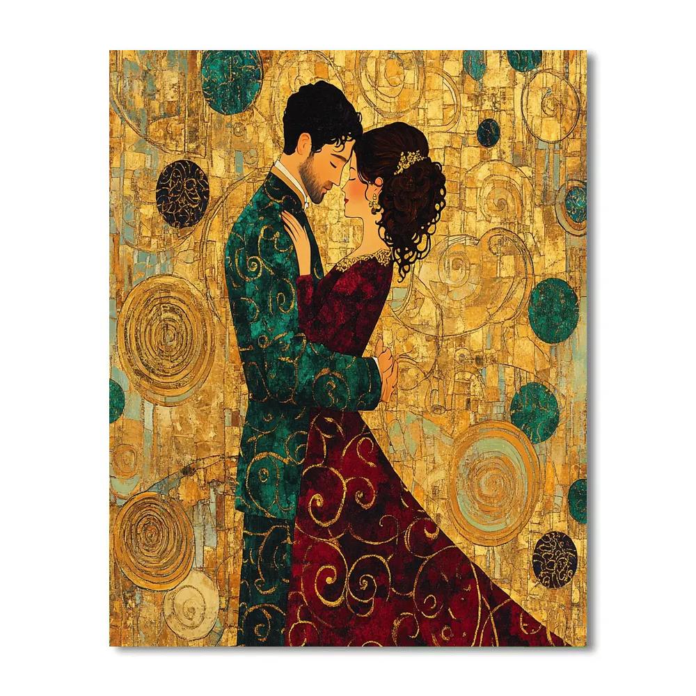 Gustav Klimt Inspired Lovers In Gold DIY paint by numbers
