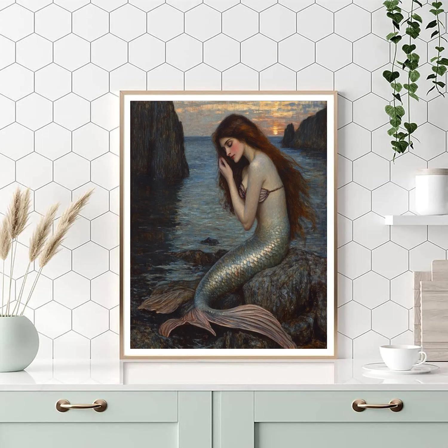John William Waterhouse Inspired Mythical Mermaid Numbered painting kits