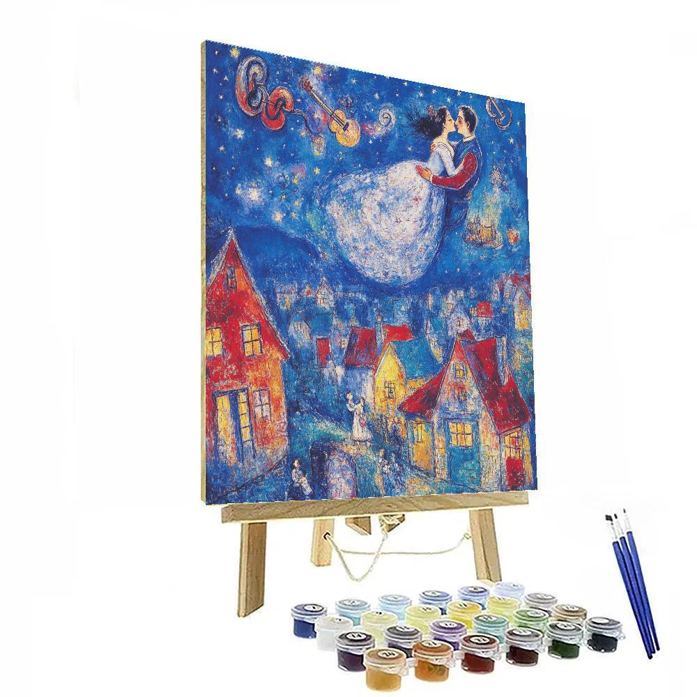 Marc Chagall Inspired Lovers In Village paint by number