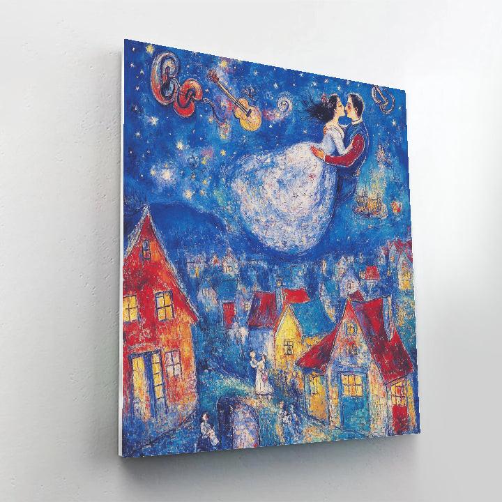 Marc Chagall Inspired Lovers In Village paint by number