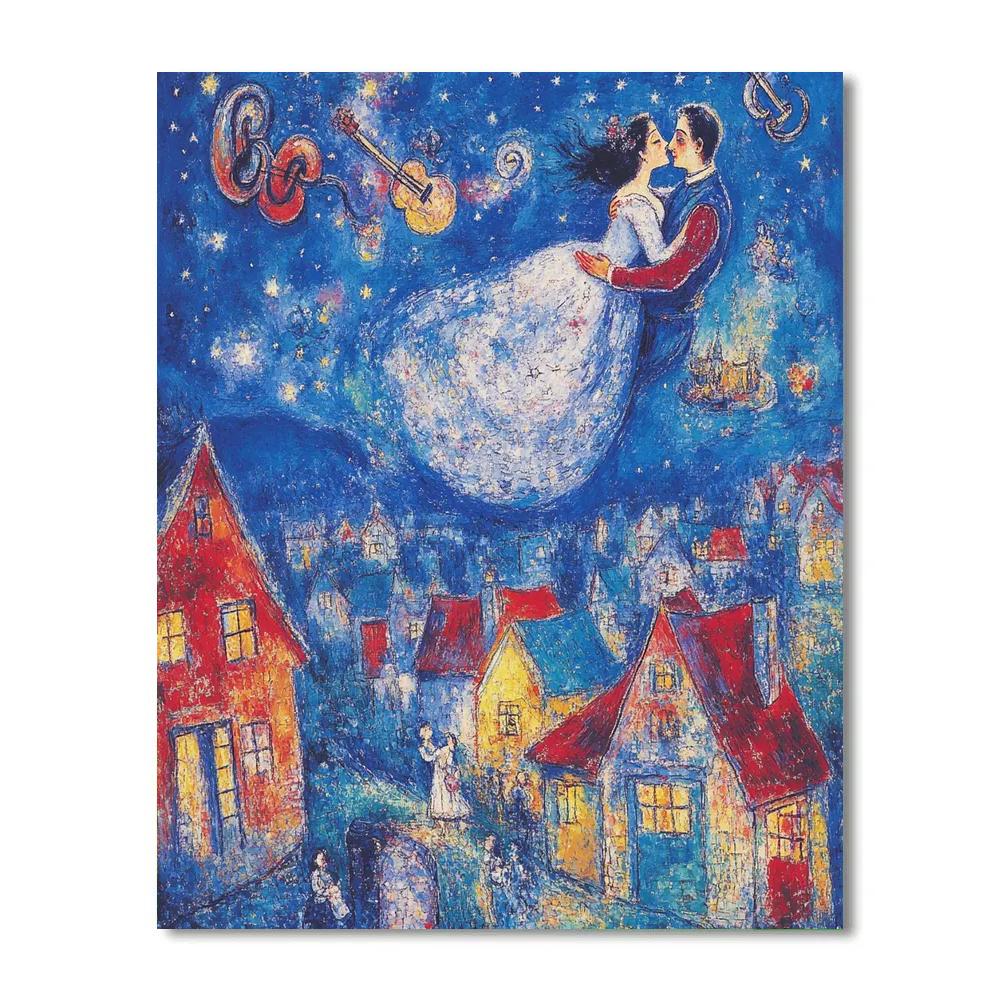 Marc Chagall Inspired Lovers In Village paint by number