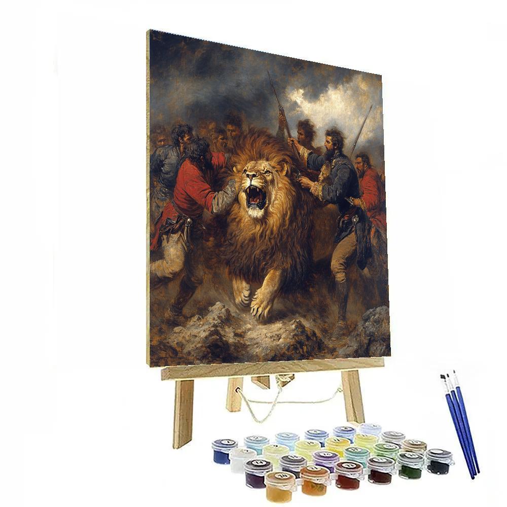 Eugène Delacroix Inspired Lion Hunt Numbered painting kits