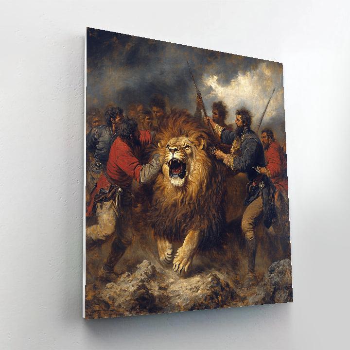 Eugène Delacroix Inspired Lion Hunt Numbered painting kits