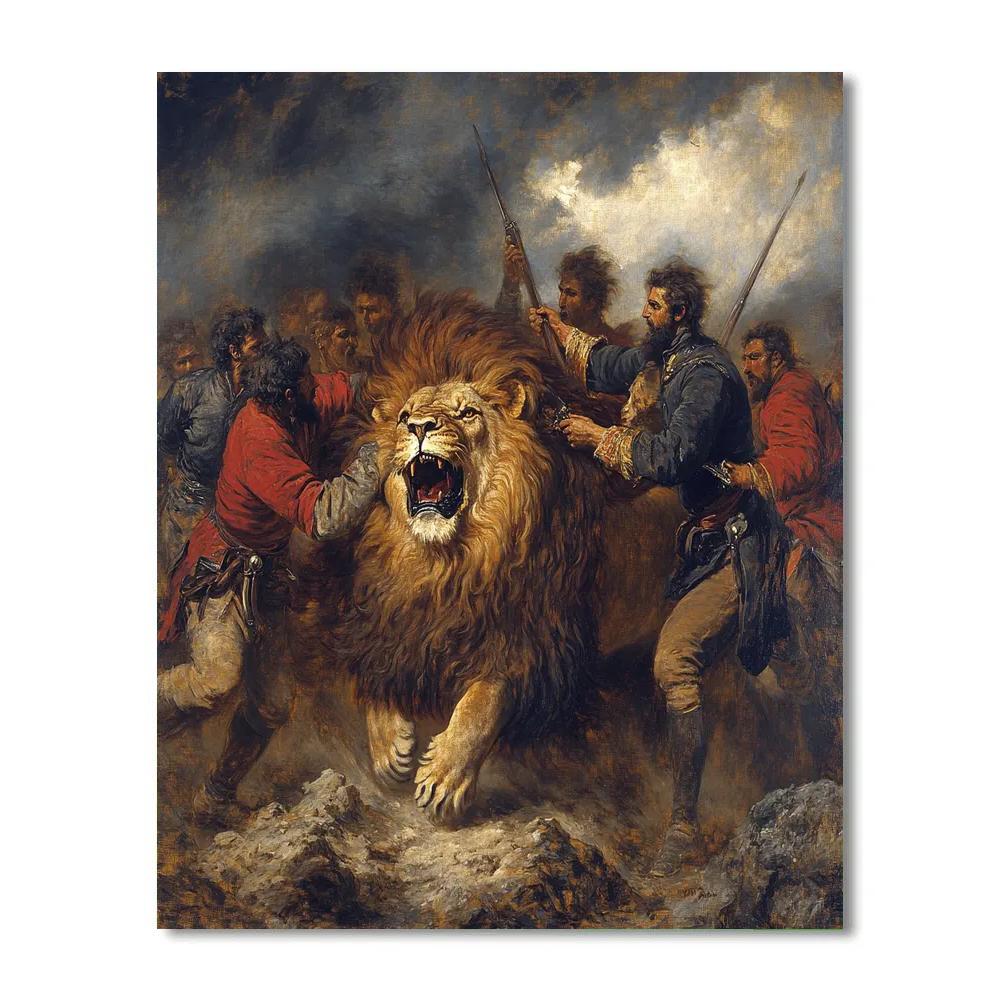 Eugène Delacroix Inspired Lion Hunt Numbered painting kits