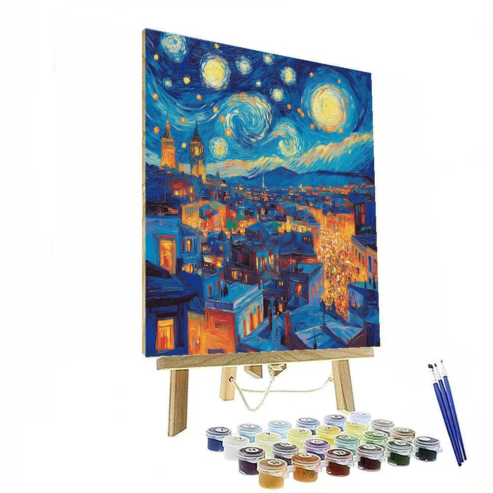 Vincent Van Gogh Inspired Starry Citylights Paint by numbers kits