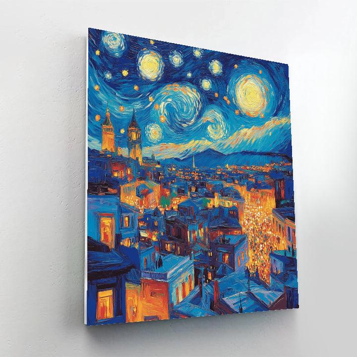 Vincent Van Gogh Inspired Starry Citylights Paint by numbers kits