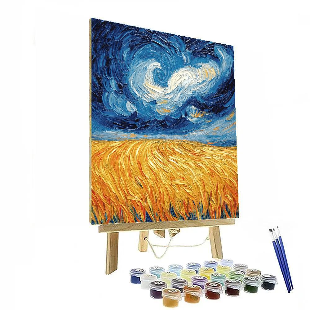Van Gogh Inspired Wheatfield Under Stormy Sky Numbered painting kits