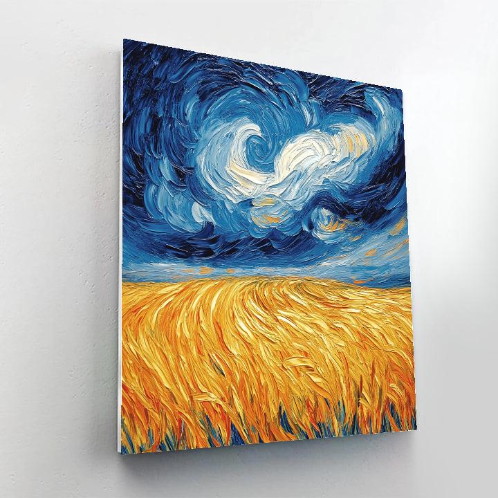 Van Gogh Inspired Wheatfield Under Stormy Sky Numbered painting kits