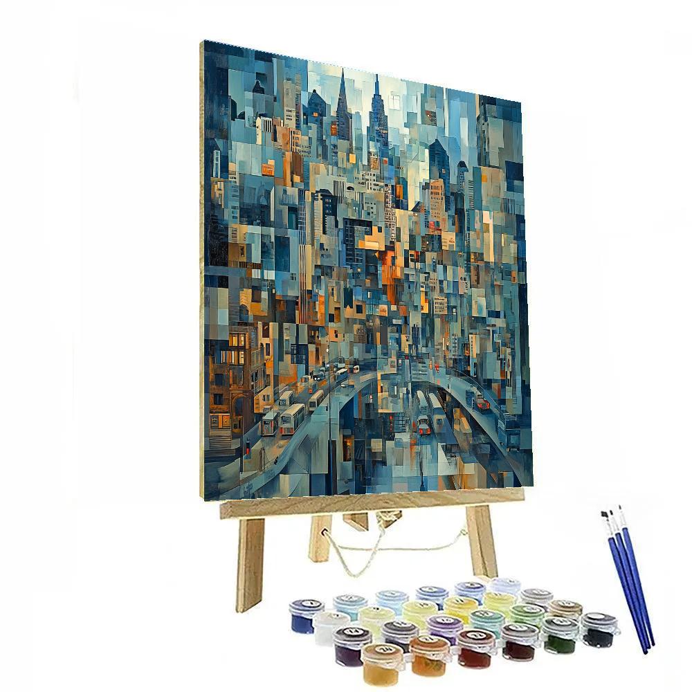 Picasso Inspired Geometric Cityscape DIY paint by numbers