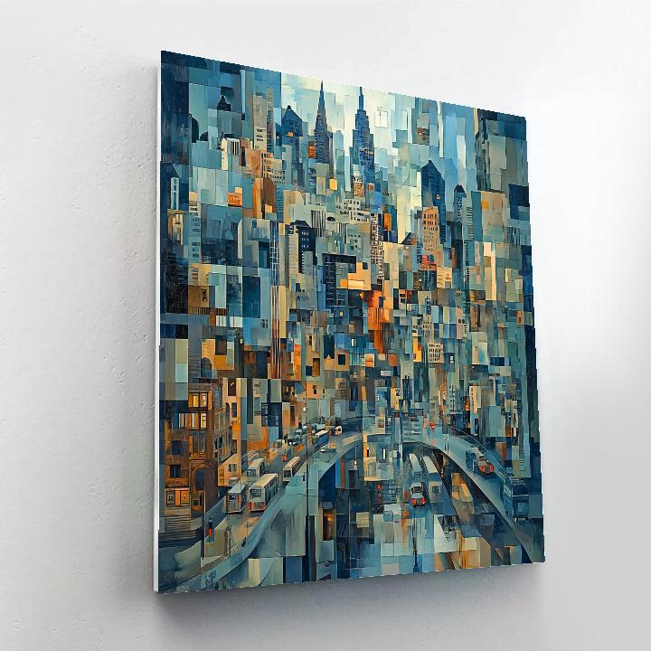 Picasso Inspired Geometric Cityscape DIY paint by numbers