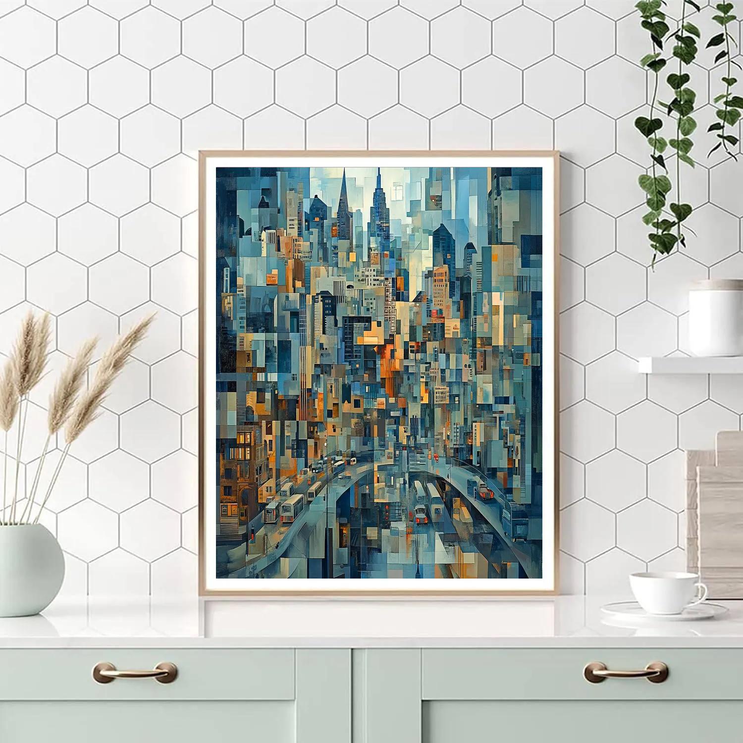 Picasso Inspired Geometric Cityscape DIY paint by numbers