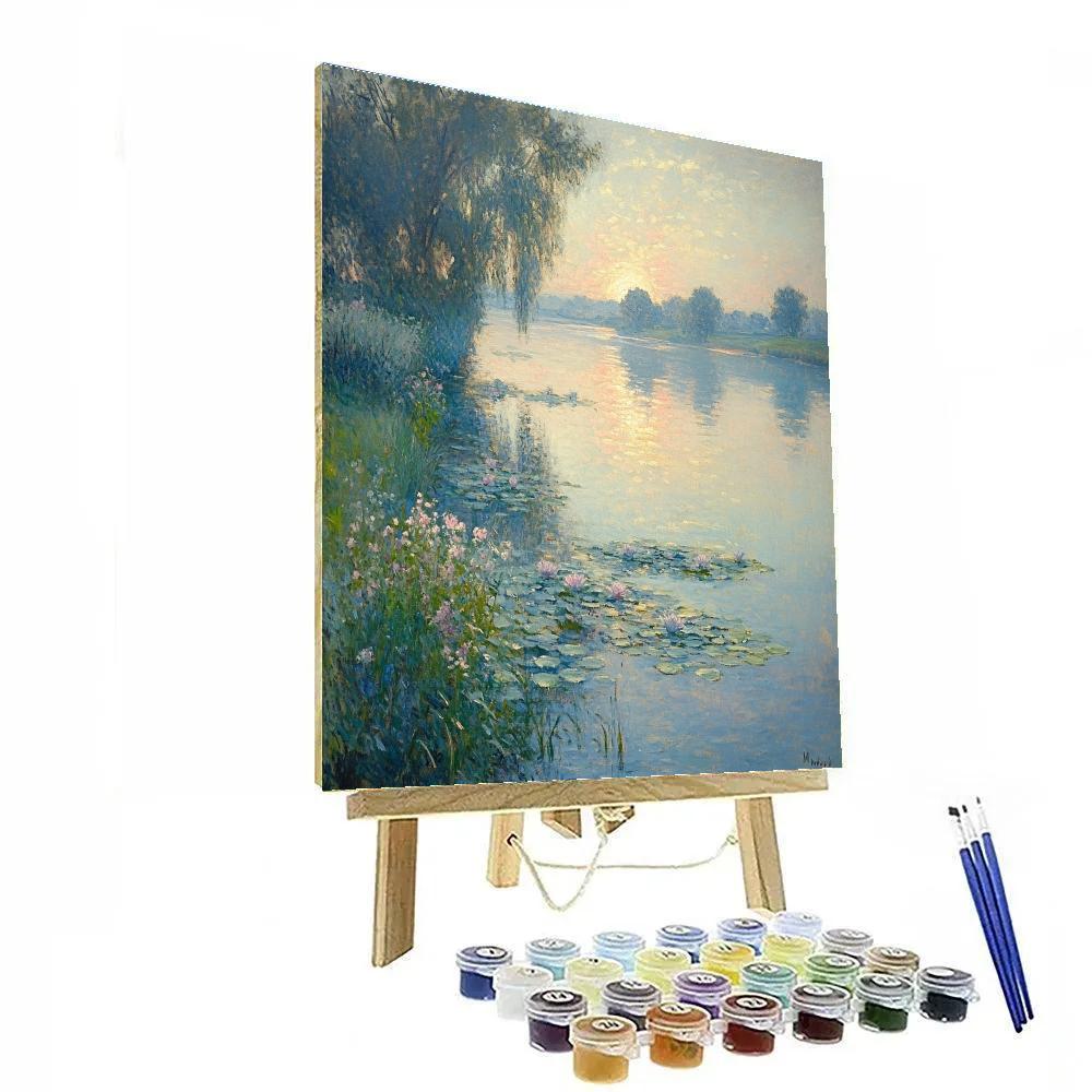 Monet Inspired Misty Riverside Morning Numbered painting kits