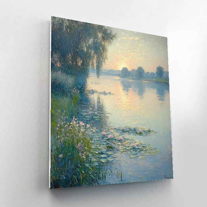 Monet Inspired Misty Riverside Morning Numbered painting kits