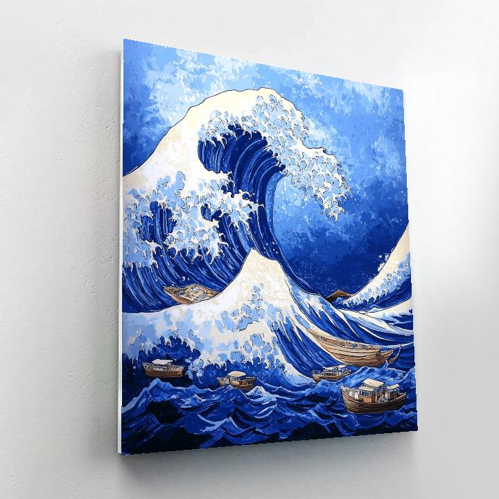 Hokusai Inspired Great Wave Stormy Ocean painting number kit