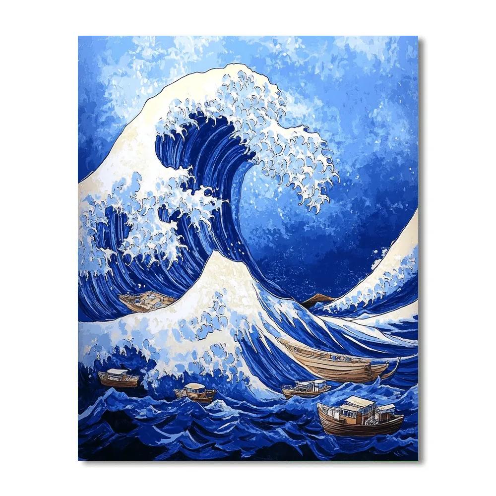Hokusai Inspired Great Wave Stormy Ocean painting number kit