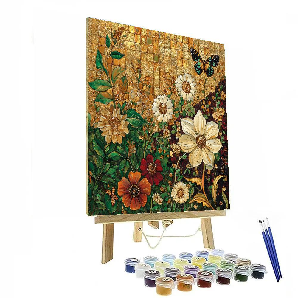 Gustav Klimt Inspired Golden Butterfly Garden DIY paint by numbers