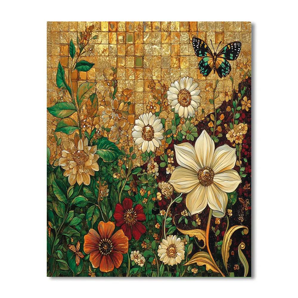 Gustav Klimt Inspired Golden Butterfly Garden DIY paint by numbers